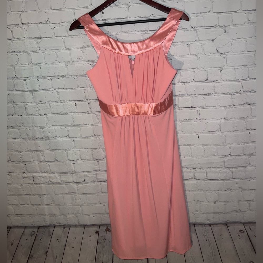 david’s bridal pink sleeveless bridesmaid dress size M - Picture 5 of 11